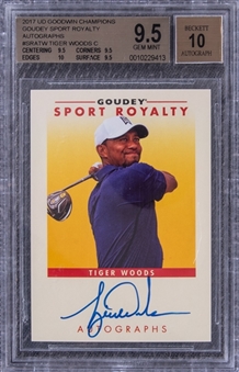 2017 UD Goodwin Champions "Goudey Sport Royalty Autographs" #SRATW Tiger Woods Signed Card - BGS GEM MINT 9.5/BGS 10